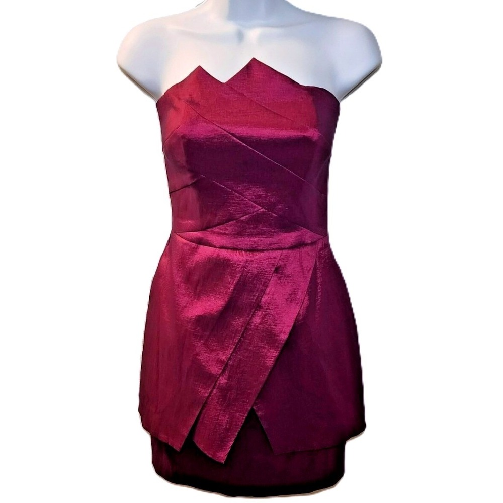 Jessica McClintock 4P Fuchsia Short Cocktail Prom Wedding Guest Dress Poly Blend